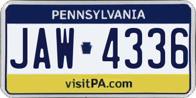 PA license plate JAW4336