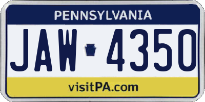 PA license plate JAW4350