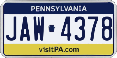 PA license plate JAW4378