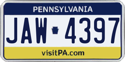 PA license plate JAW4397