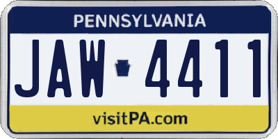 PA license plate JAW4411