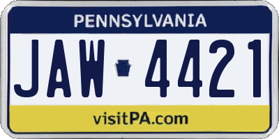 PA license plate JAW4421
