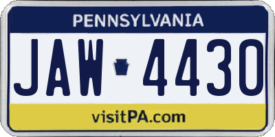 PA license plate JAW4430