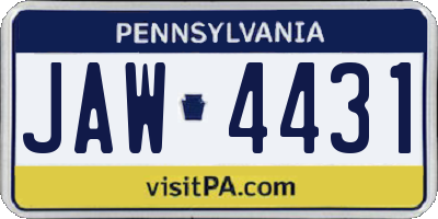 PA license plate JAW4431