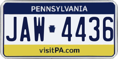 PA license plate JAW4436