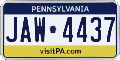 PA license plate JAW4437