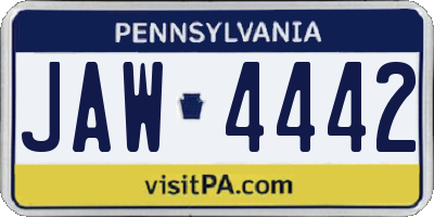 PA license plate JAW4442