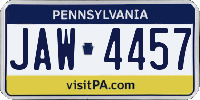 PA license plate JAW4457