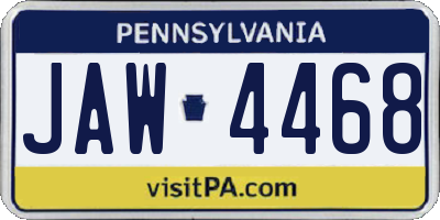 PA license plate JAW4468