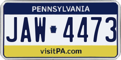 PA license plate JAW4473