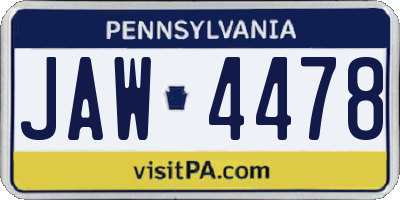 PA license plate JAW4478