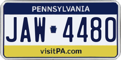 PA license plate JAW4480