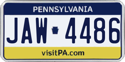PA license plate JAW4486