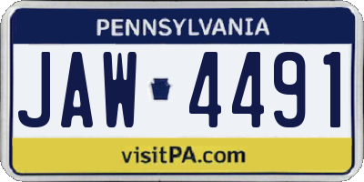 PA license plate JAW4491