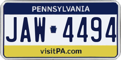 PA license plate JAW4494