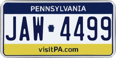 PA license plate JAW4499