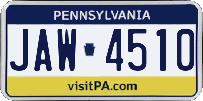 PA license plate JAW4510