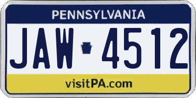 PA license plate JAW4512