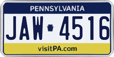 PA license plate JAW4516