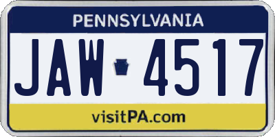 PA license plate JAW4517