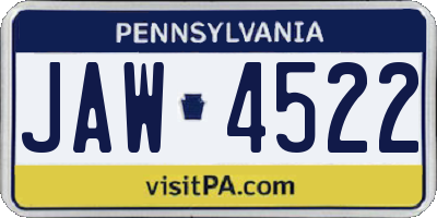 PA license plate JAW4522