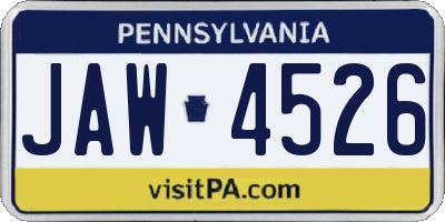 PA license plate JAW4526