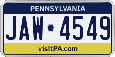 PA license plate JAW4549