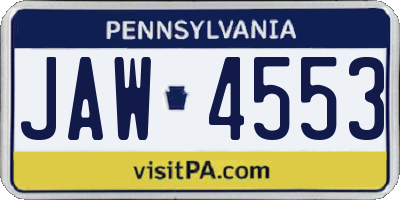 PA license plate JAW4553