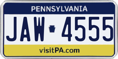 PA license plate JAW4555
