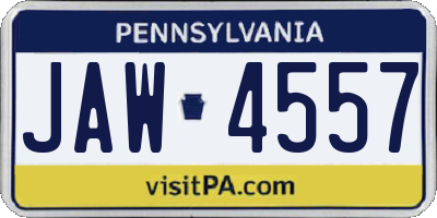 PA license plate JAW4557