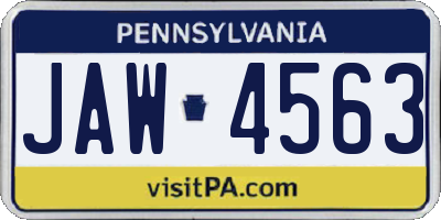 PA license plate JAW4563
