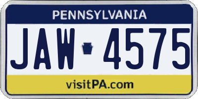 PA license plate JAW4575