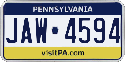 PA license plate JAW4594