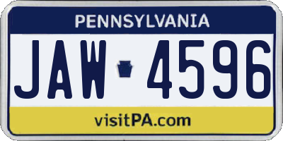 PA license plate JAW4596