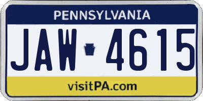 PA license plate JAW4615