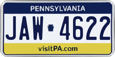 PA license plate JAW4622