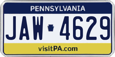 PA license plate JAW4629