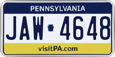 PA license plate JAW4648