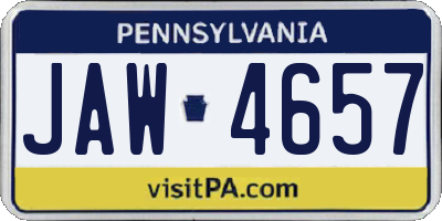 PA license plate JAW4657