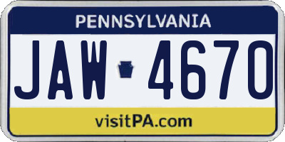 PA license plate JAW4670