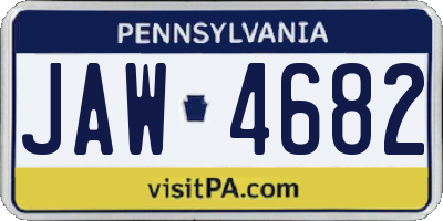 PA license plate JAW4682