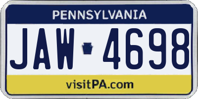 PA license plate JAW4698