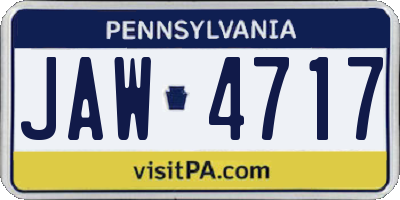 PA license plate JAW4717