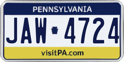 PA license plate JAW4724