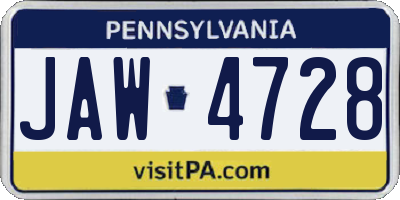 PA license plate JAW4728