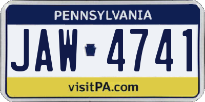 PA license plate JAW4741