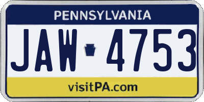 PA license plate JAW4753