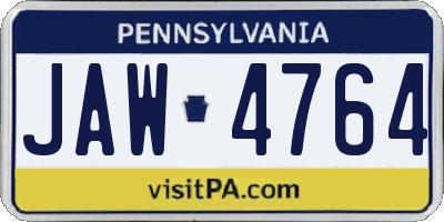 PA license plate JAW4764