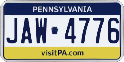 PA license plate JAW4776