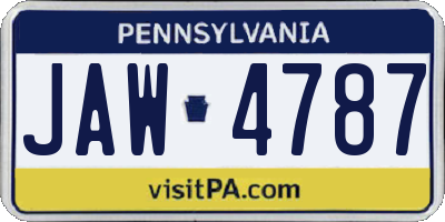 PA license plate JAW4787